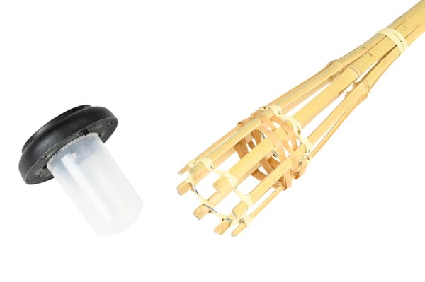Trädgårdslampa bambufackla solcell 78 cm