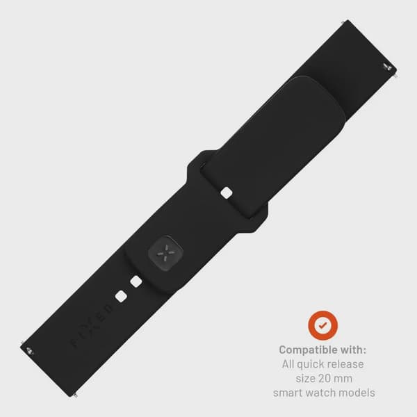 FIXED Silikonrem för Smartwatch Universal 20 mm Svart