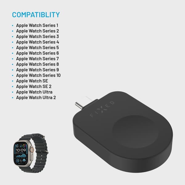 FIXED Trådlös USB-C laddare för Apple Watch Svart