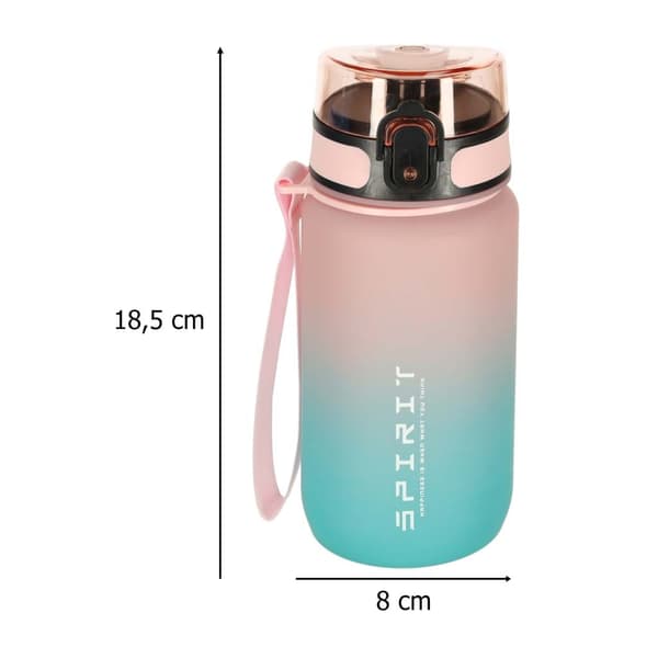 600ml Vattenflaska med Sugrör & Tidsmarkör Rosa