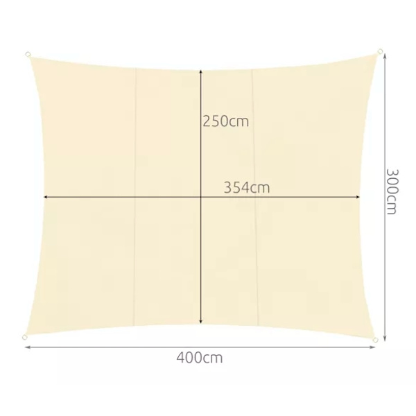 Solseil / Seglduk - Vanntett - 4x3 m - 180g/m2 Beige