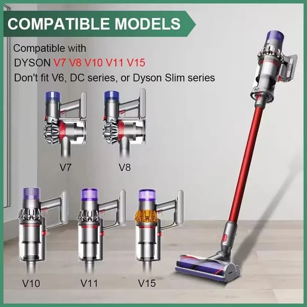 Anti-tangle børstehoved kompatibelt med Dyson V7, V8, V10, V11 og V15