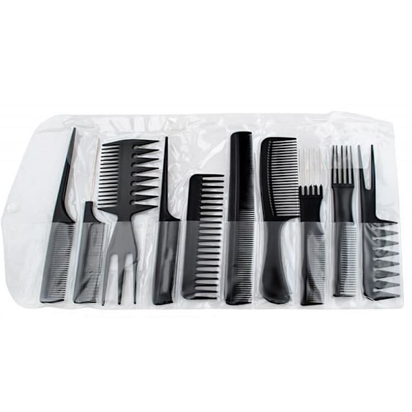Frisørkamme Sæt / Hårkam Kit - (10 dele) Black