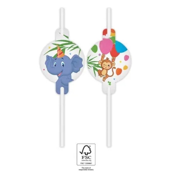 Jungle Balloons papperssugrör, 4-pack FSC