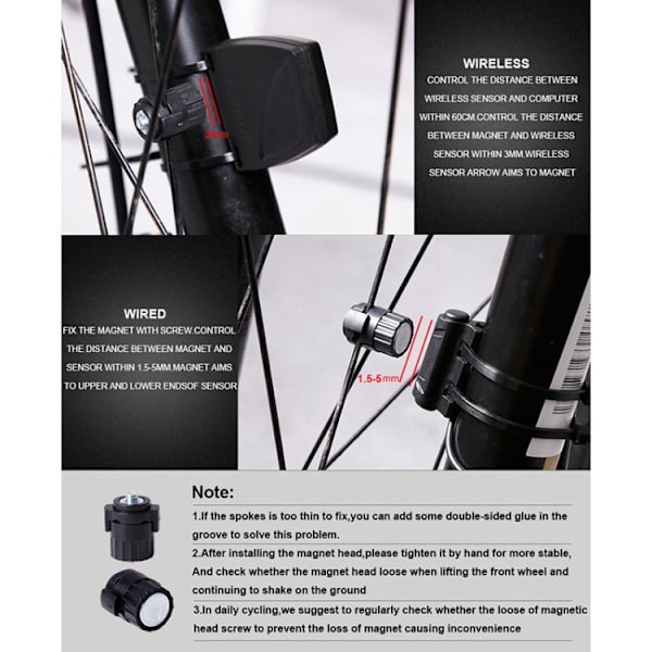 Cykelcomputer / Hastighedsmåler til Cykel Black