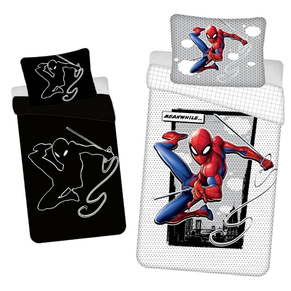 Spiderman Glow-in-the-dark sängset 140×200 cm, 70×90 cm