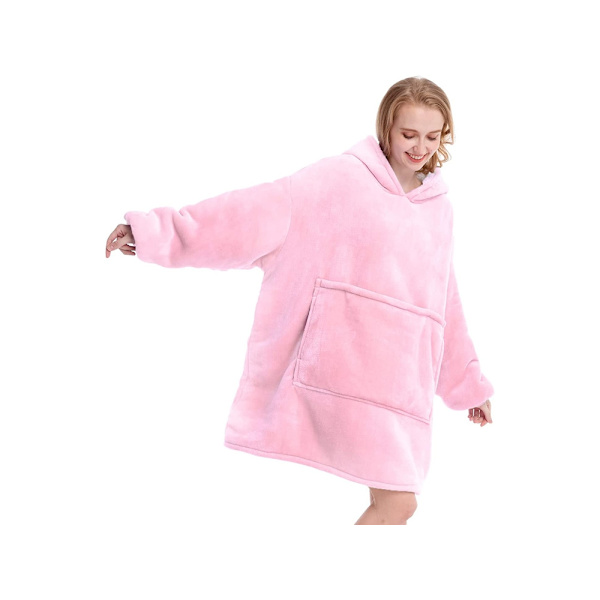 Oversized Hoodie med Hætte – Tæppe Light pink