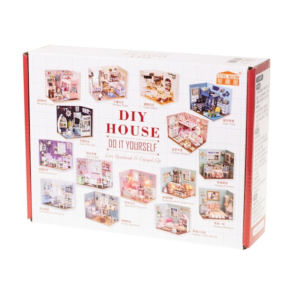 Retro modell av dockhus i trä DIY 3013