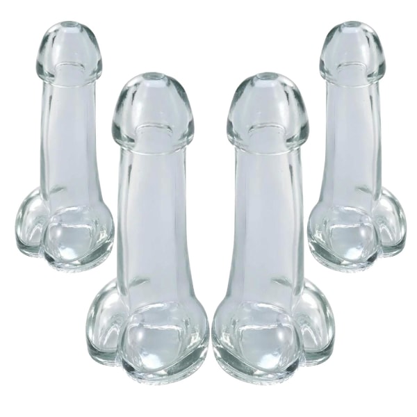Haneglas - Shotglas - Penis / Penisglas - Glas - 15 cl Transparent 4-Pack