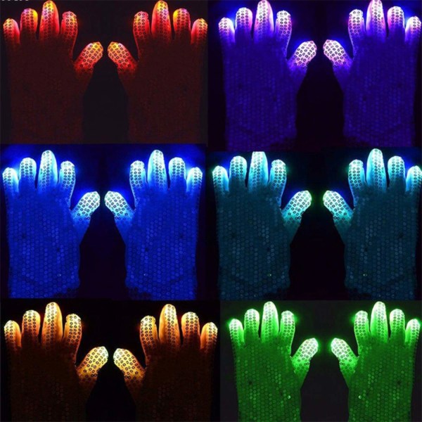 Vanter / Handsker med LED-lys - 6 Forskellige Lyseffekter Multicolor one size