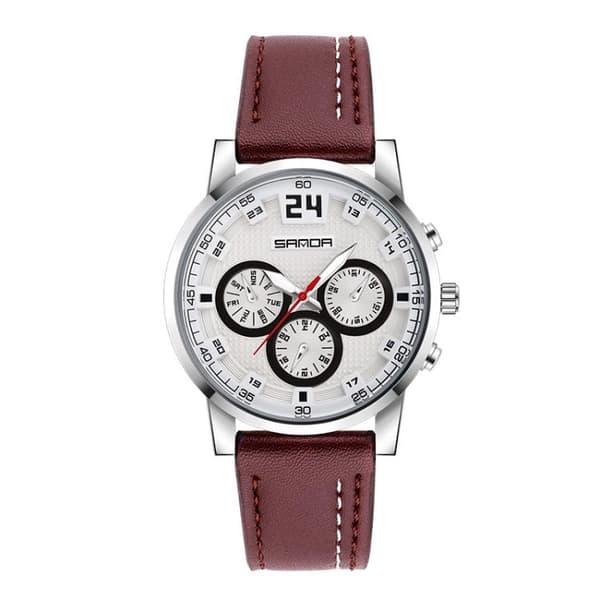 Quartz Klocka / Armbandsur - Brun/Silver Silver
