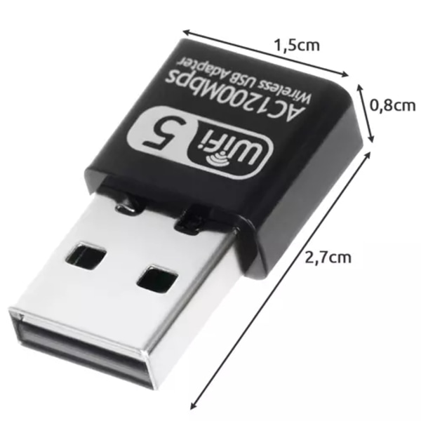 Trådlöst USB-nätverkskort - WiFi adapter (1200 Mbps)