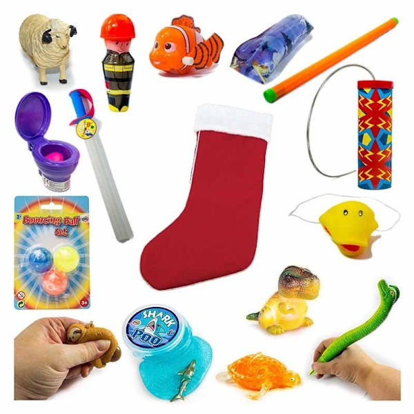 Julstrumpa - Julsocka för barn fylld med leksaker - Pojke Röd