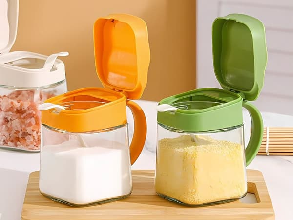 Kryddburk glas 300 ml med sked Grön