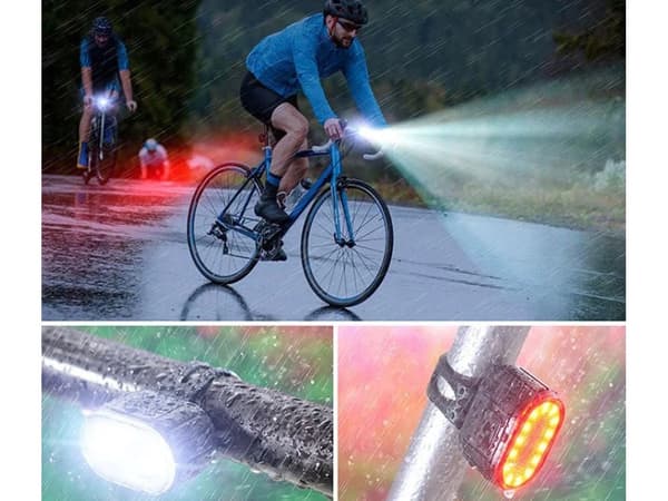 Cykellampa fram/bak - LED USB-uppladdningsbar stark belysning
