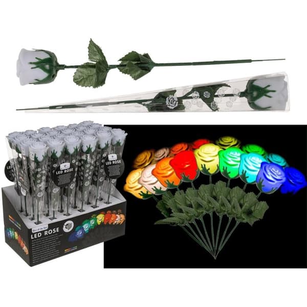 Ros med LED-lampe – Farveskiftende Multicolor