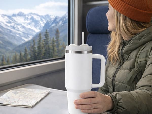 Termosmugg 1.2 L med sugrör White