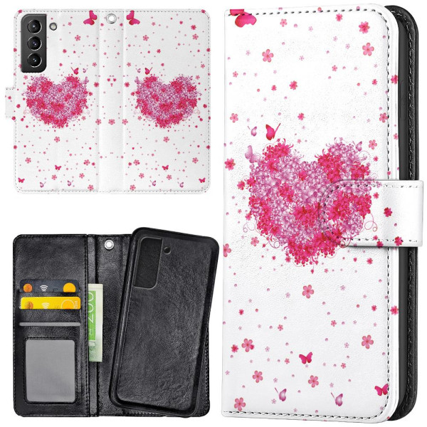 Samsung Galaxy S21 Plus - Mobilcover/Etui Cover Blomsterhjerte Multicolor