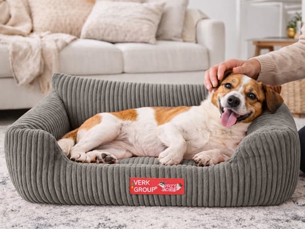 Hund- och kattbädd liten halkfri grå