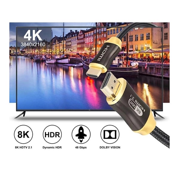 1.5m HDMI 2.1 Kabel - Ultra HD 8K – Gullbelagt