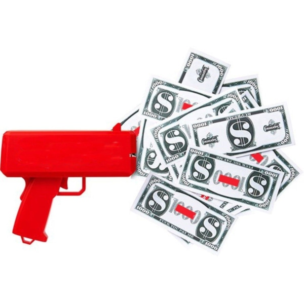 Pengarpistol / Money Gun - Skjuter ut sedlar - Pistol Röd