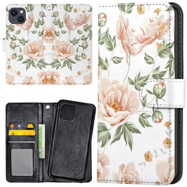 iPhone 15 Plus - Plånboksfodral/Skal Blommönster