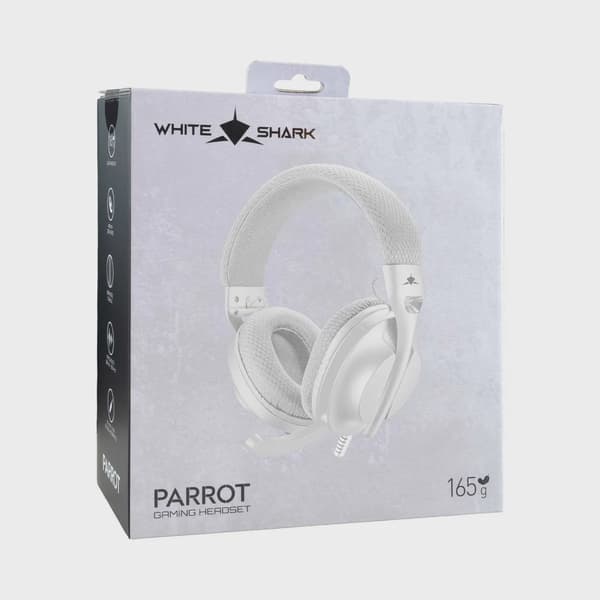 White Shark PARROT On-Ear Gaming Headset Vit/Grå