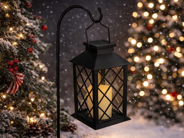 LED lykta dekorativ solcell Svart