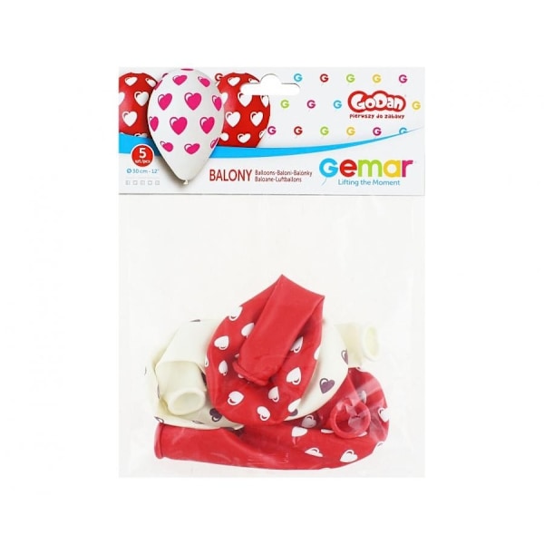 Hjärta Ballong Set, 5 stycken 12 tum (30 cm)