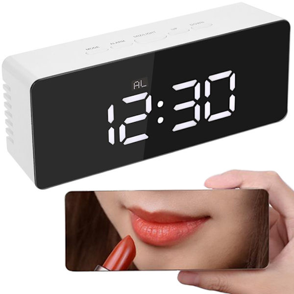 Väckarklocka med LED & Termometer - Klocka Vit