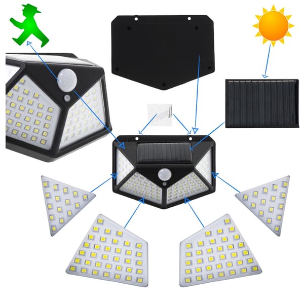 Solcellslampa med rörelse- och skymningssensor 100 LED