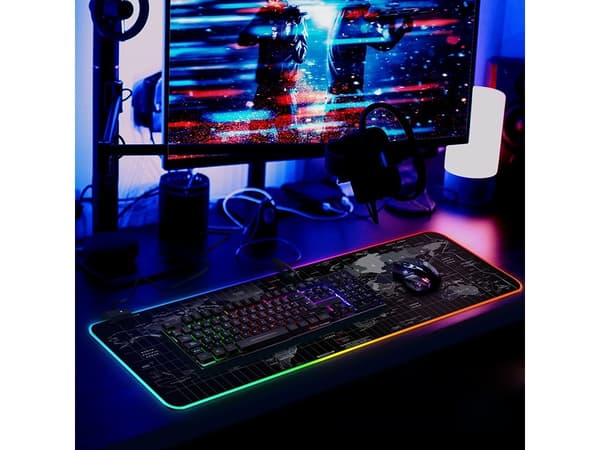 LED Gaming Musematte - Verdenskart - 80x30cm - RGB Multicolor