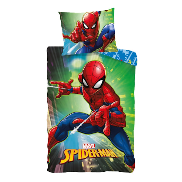 Spiderman City Lights barnens sängkläder, påslakan 100×135 cm, kuddfodral 40×60 cm
