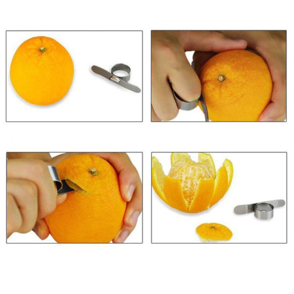 2-Pak Appelsinskreller/Fruktskreller/Skrell Appelsin i Rustfritt Silver