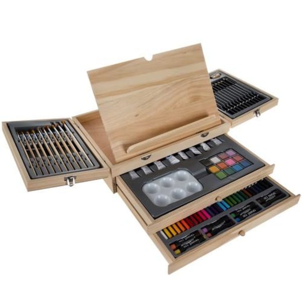 Kunstnersett med Stativ-83-deler-Oljemaling, Vann- & Akrylmaling Multicolor