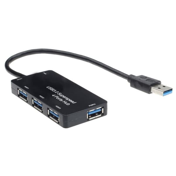 USB 3.0-Hubb med 4-Portar - Svart Black