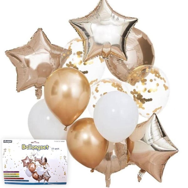 12-Pack - Ballongsett - Ballonger og folieballonger Gold