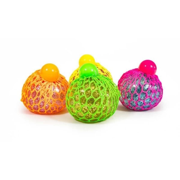 2-Pack - Stressboll / Klämboll i Nät - Glitter multifärg