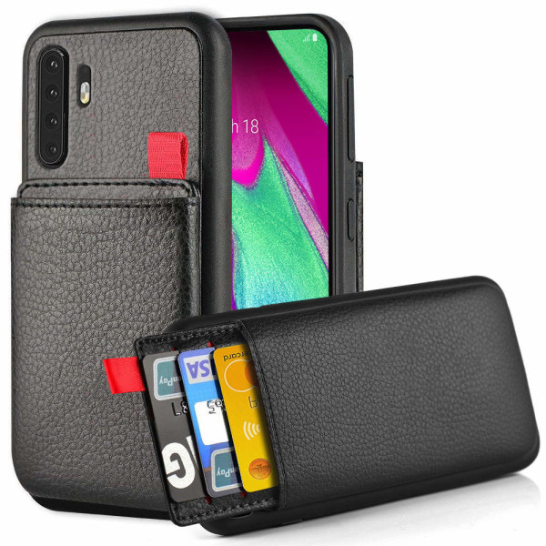 iPhone / Samsung / Huawei - Kännykän kansi - Piilotettu korttipaikka / Korttiteline Black Huawei P30 Pro
