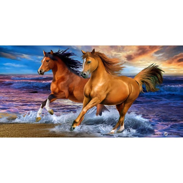 Hästar Strandhandduk i Seaside-design - Badhandduk 70x140 cm