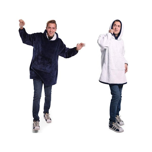 Oversized Hoodie med Hette – Filt Dark blue