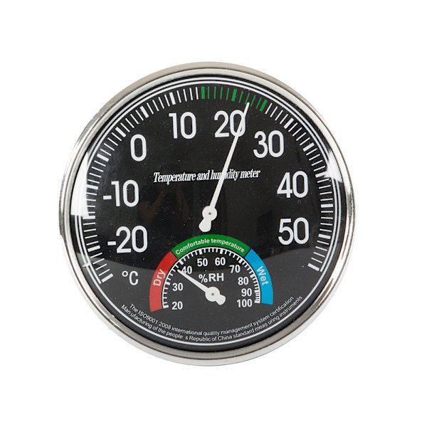 Hygrometer & Termometer - Mäter luftfuktighet & temperatur Svart