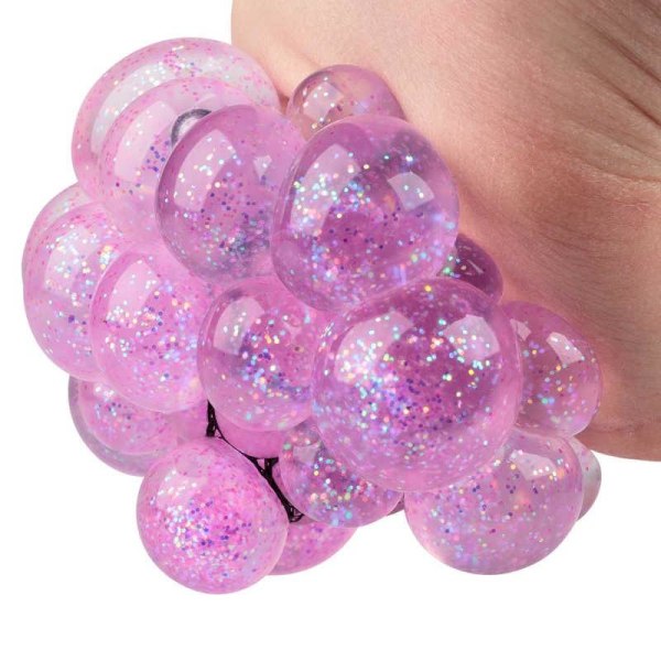 Stressboll / Klämboll i Nät - Glitter (7 cm) multifärg