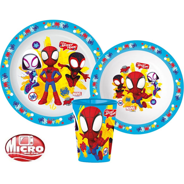 Spiderman middagset i mikroplast, med 260 ml kopp