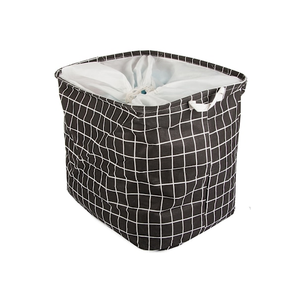 Hopfällbar Tvättkorg - 90L Black Svart (Rutig)