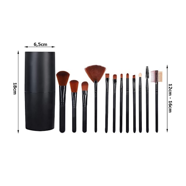 12-Pack Sminkborstar Set med Fodral