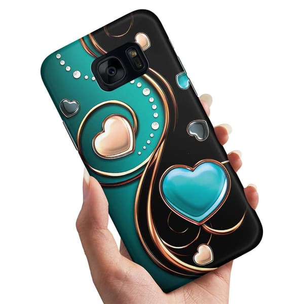 Deksel / Mobildeksel til Samsung Galaxy S7 - Hjerter