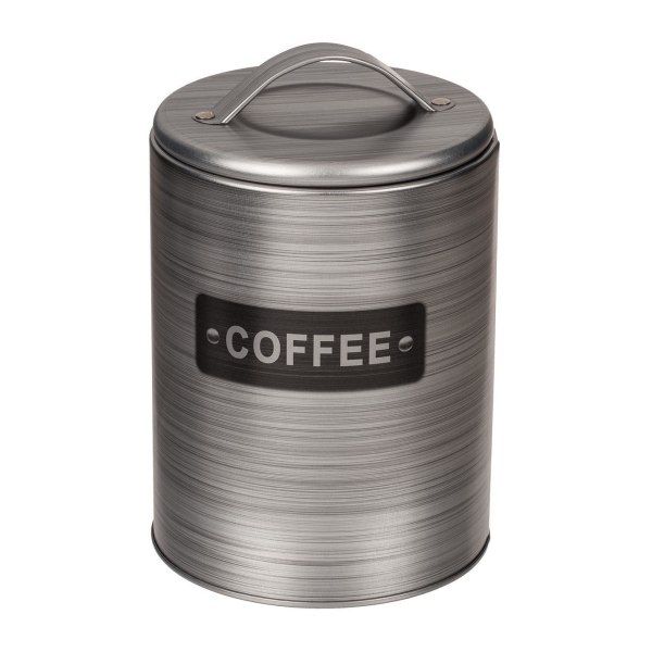 Rund Metallburk - Välj mellan Kaffe, te & socker Silver Tea