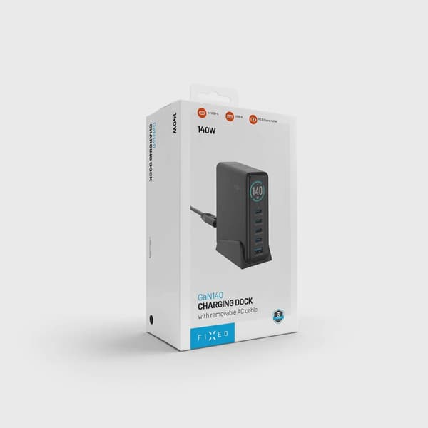 FIXED Super Snabb GaN Desktop Laddare 140W 4xUSB-C/USB-A