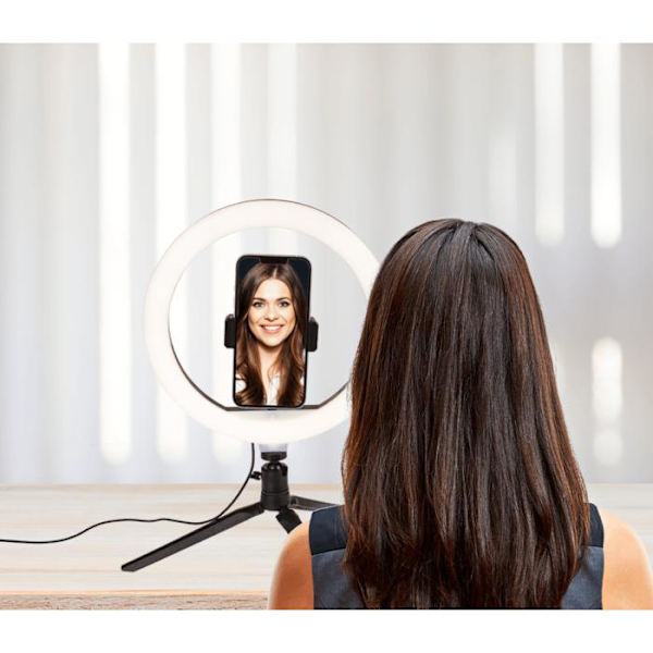 Selfie-lampe med Stativ til Mobil – LED White